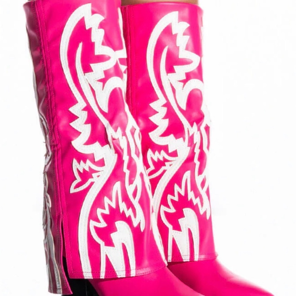 Azalea Wang Simply Pink Western Cowboy Boots Size 7 NIB Sold Out - Picture 2 of 4